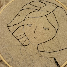 Stylish black thread embroidery in the making